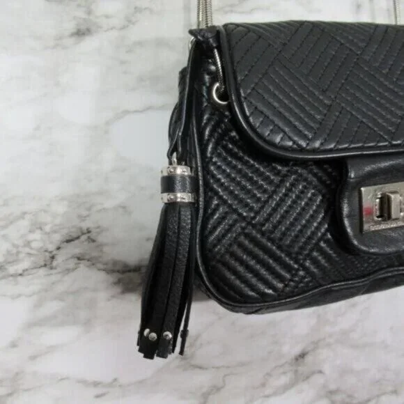 BCBGMaxAzria Bag BlackCrossbody Quilted Chain Purse Leather - Picture 5 of 13